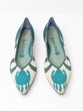 Rothy's The Point Pointed Toe Ballet Flats Moroccan Green Womens 8.5